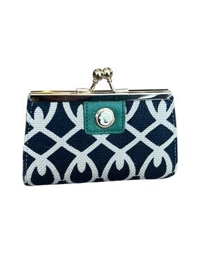 Spartina 449 Natural Linen Kisslock Coin Purse in Navy